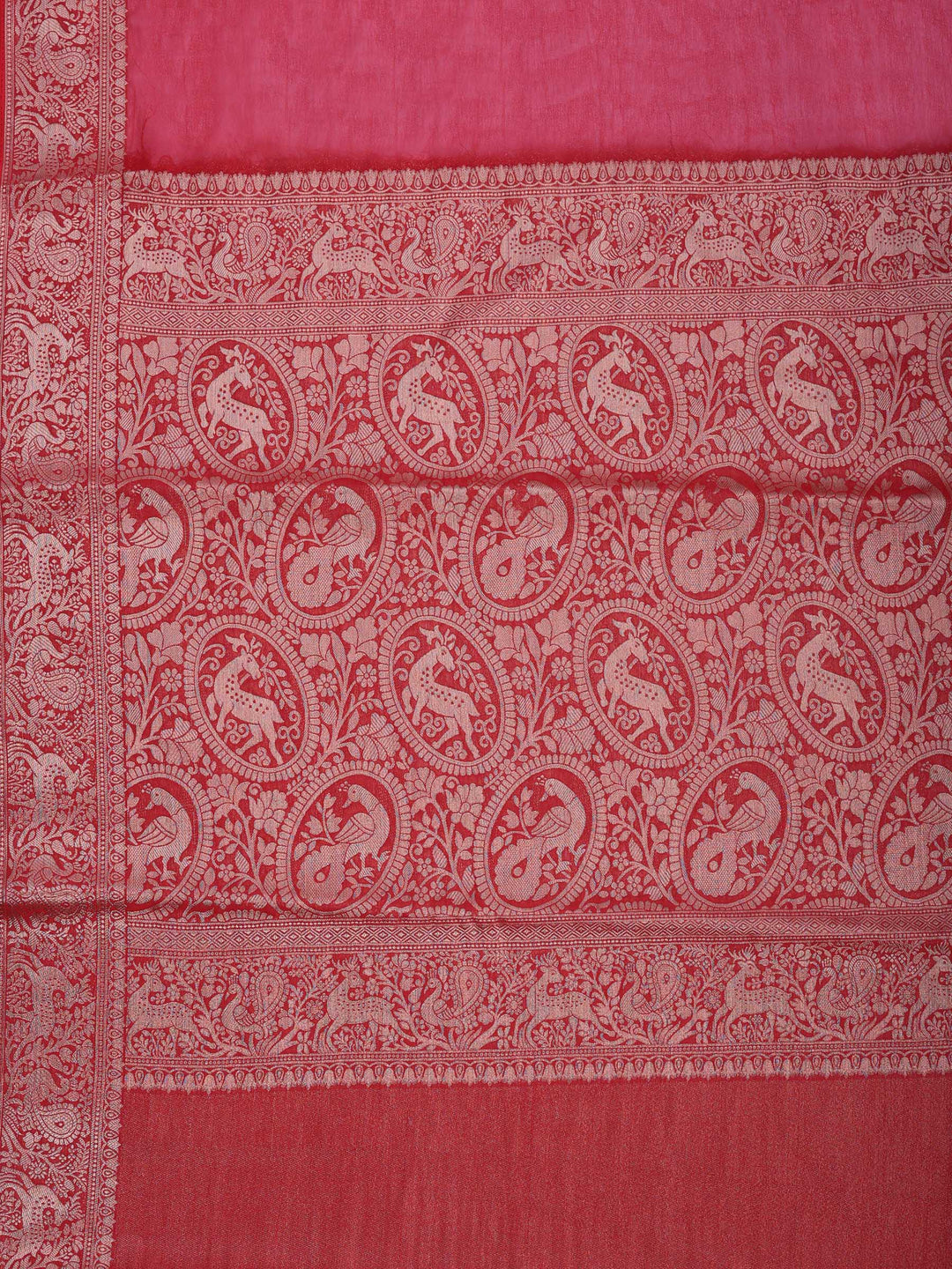 Hot Pink Plain Chiffon Saree