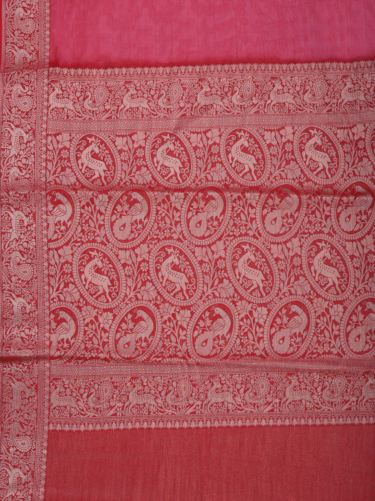 Hot Pink Plain Chiffon Saree
