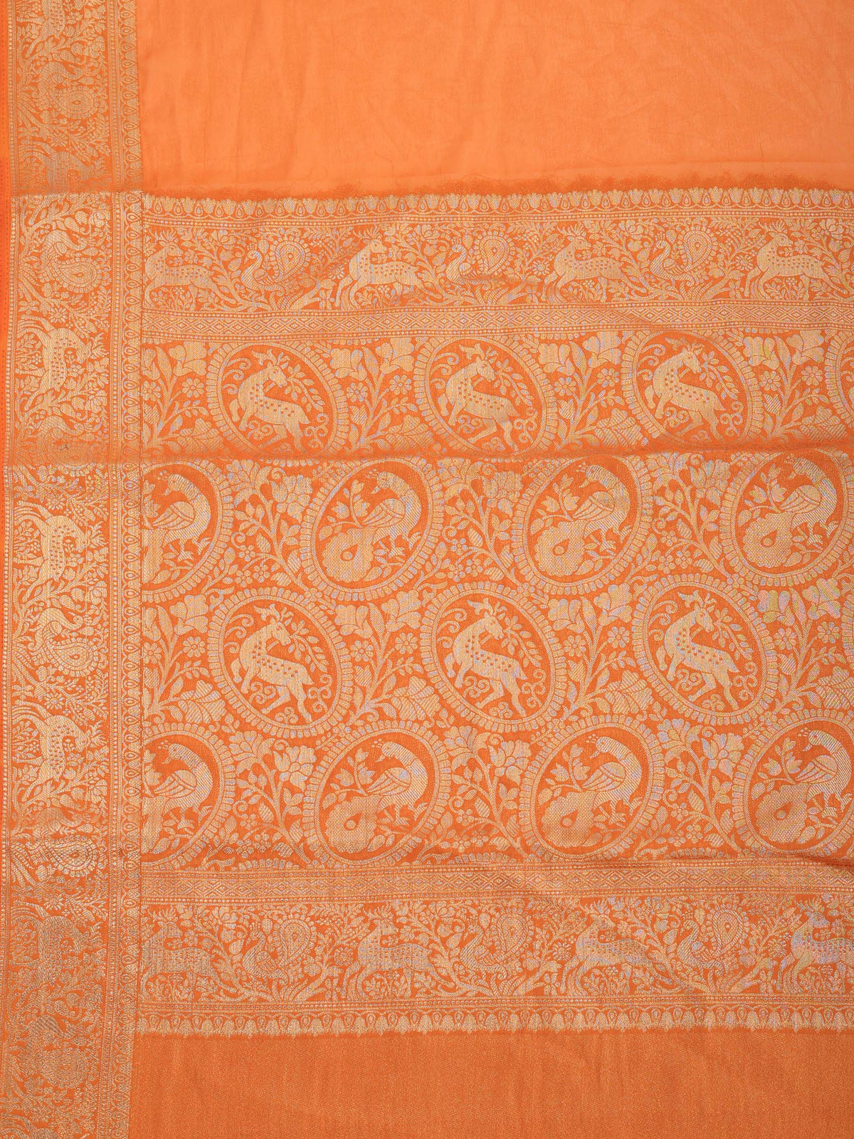 Mustard Plain Chiffon Saree