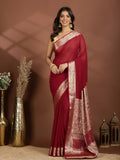 Magenta Zari Work Chiffon Saree