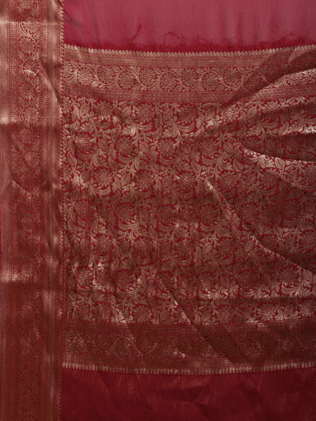 Magenta Zari Work Chiffon Saree