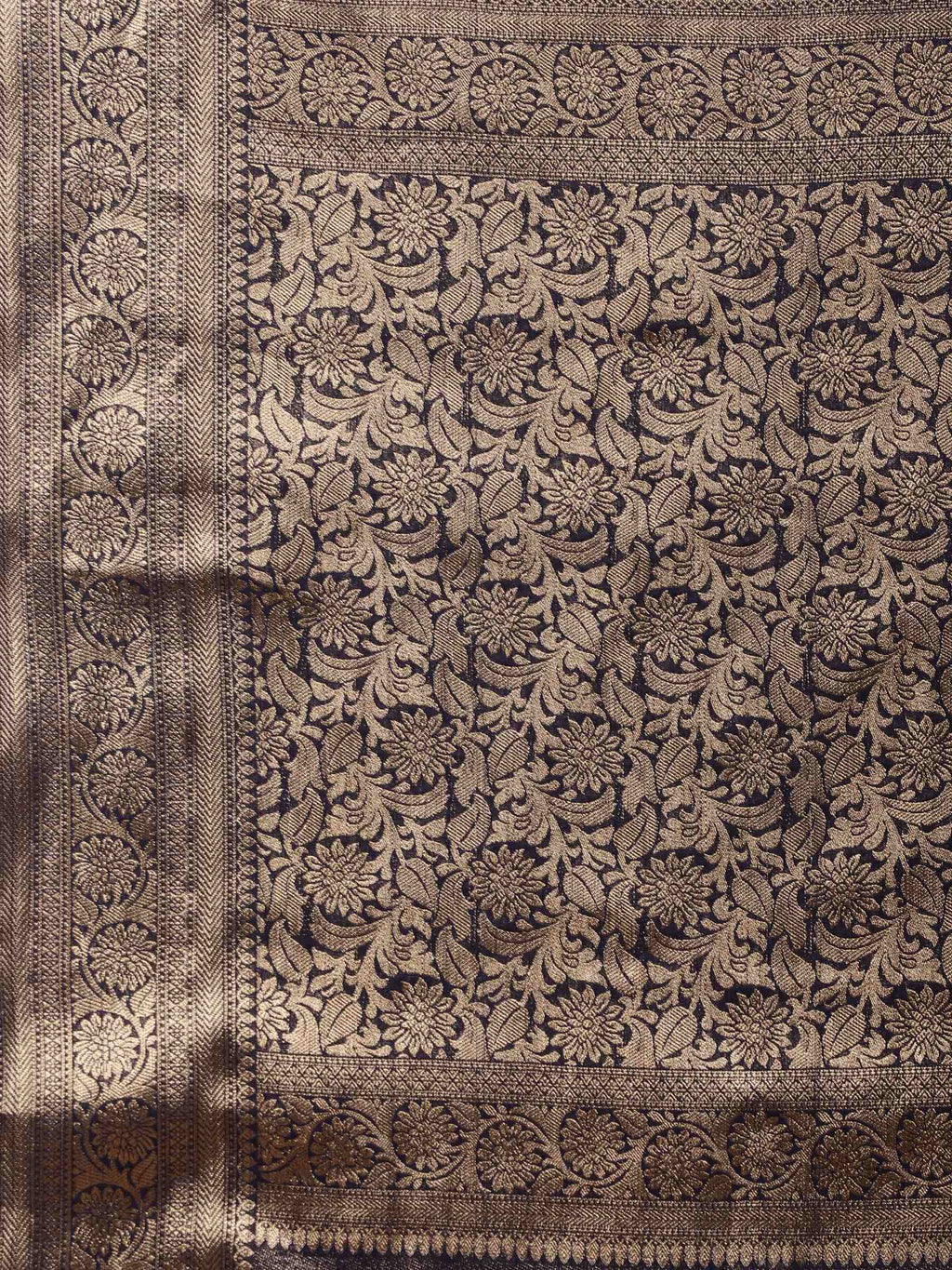 Navy Blue Zari Work Chiffon Saree