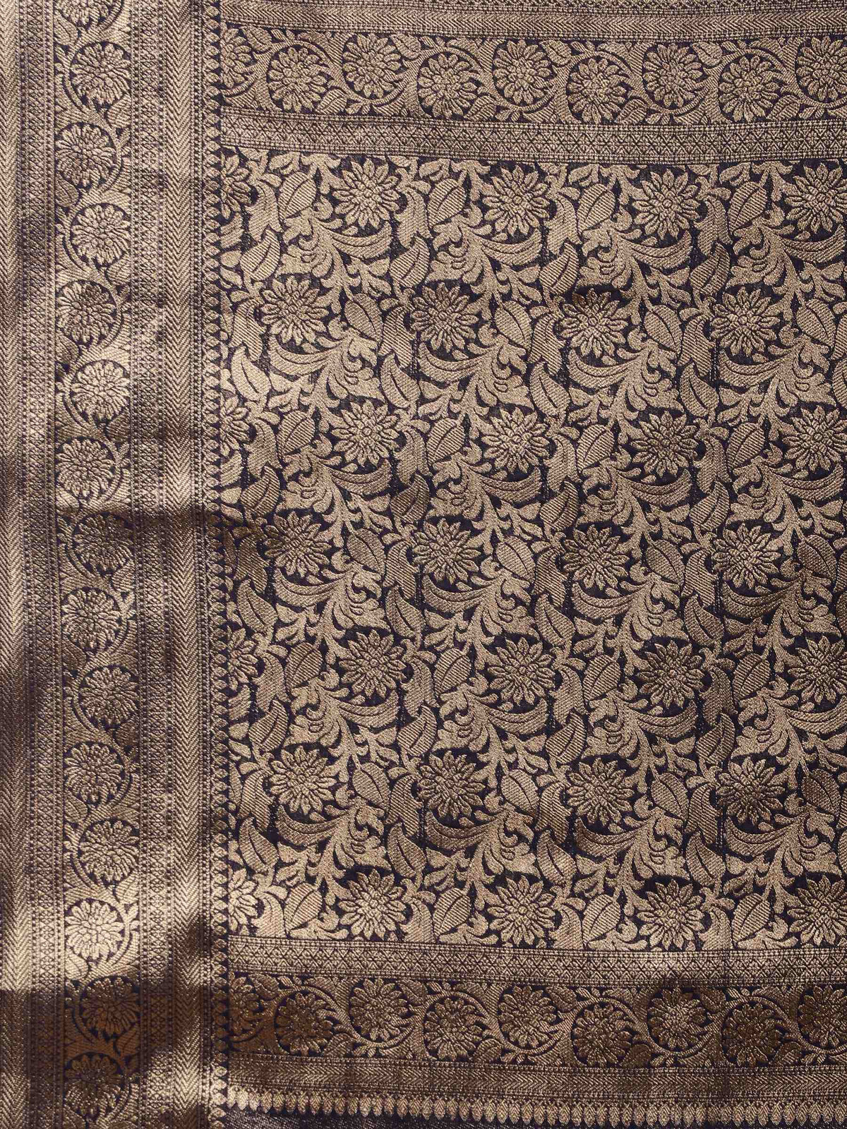 Navy Blue Zari Work Chiffon Saree