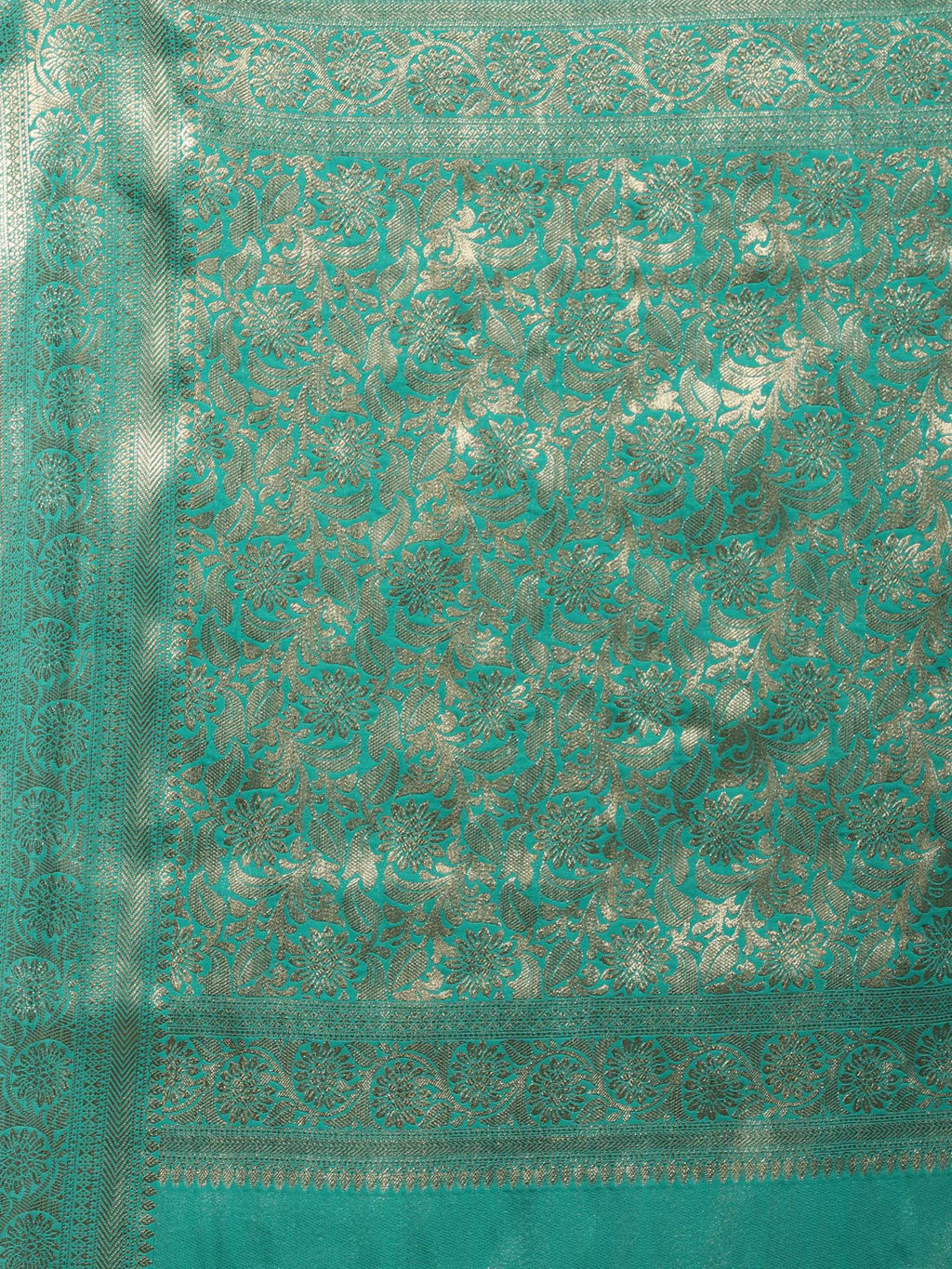 Rama Green Zari Work Chiffon Saree