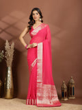 Rani Zari Work Chiffon Saree