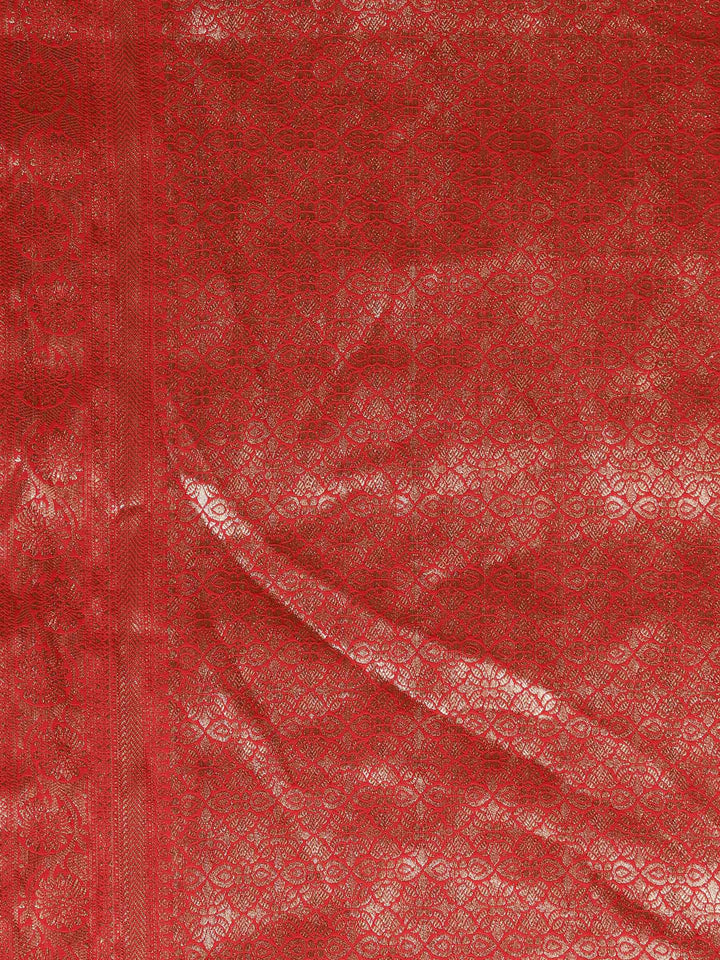 Red Zari Work Chiffon Saree