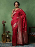 Hot Pink Woven Design Art Silk Saree
