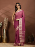 Lavender Zari Work Chiffon Saree