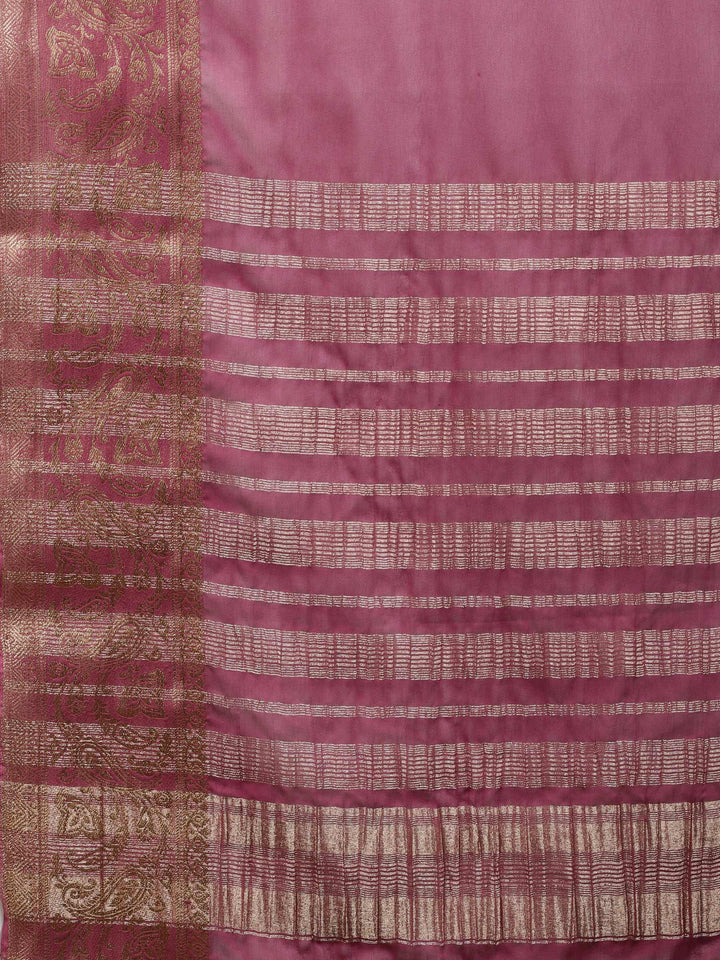 Lavender Zari Work Chiffon Saree