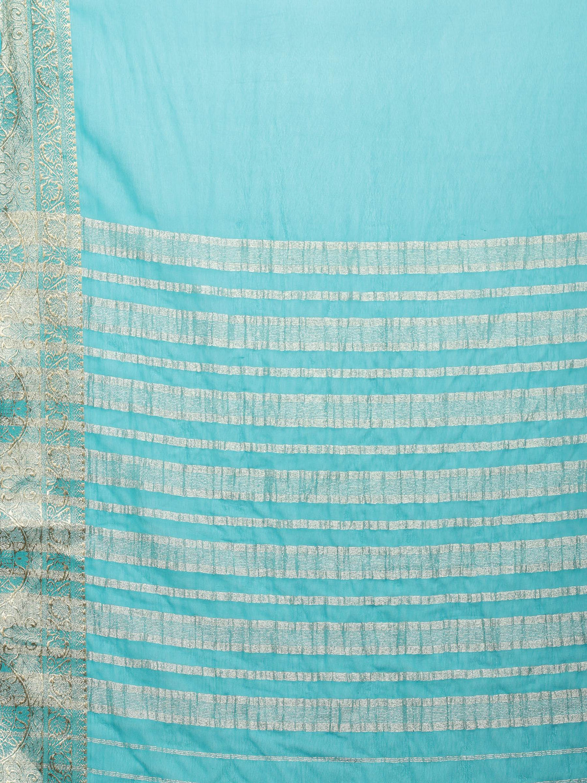 Firozee Zari Work Chiffon Saree