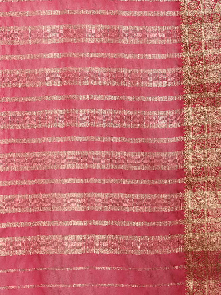 Magenta Zari Work Chiffon Saree