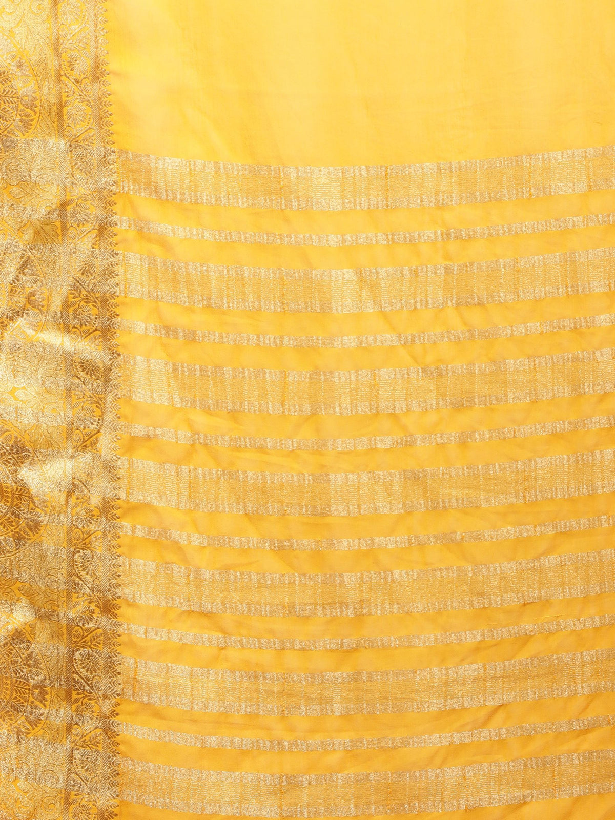 Mustard Zari Work Chiffon Saree