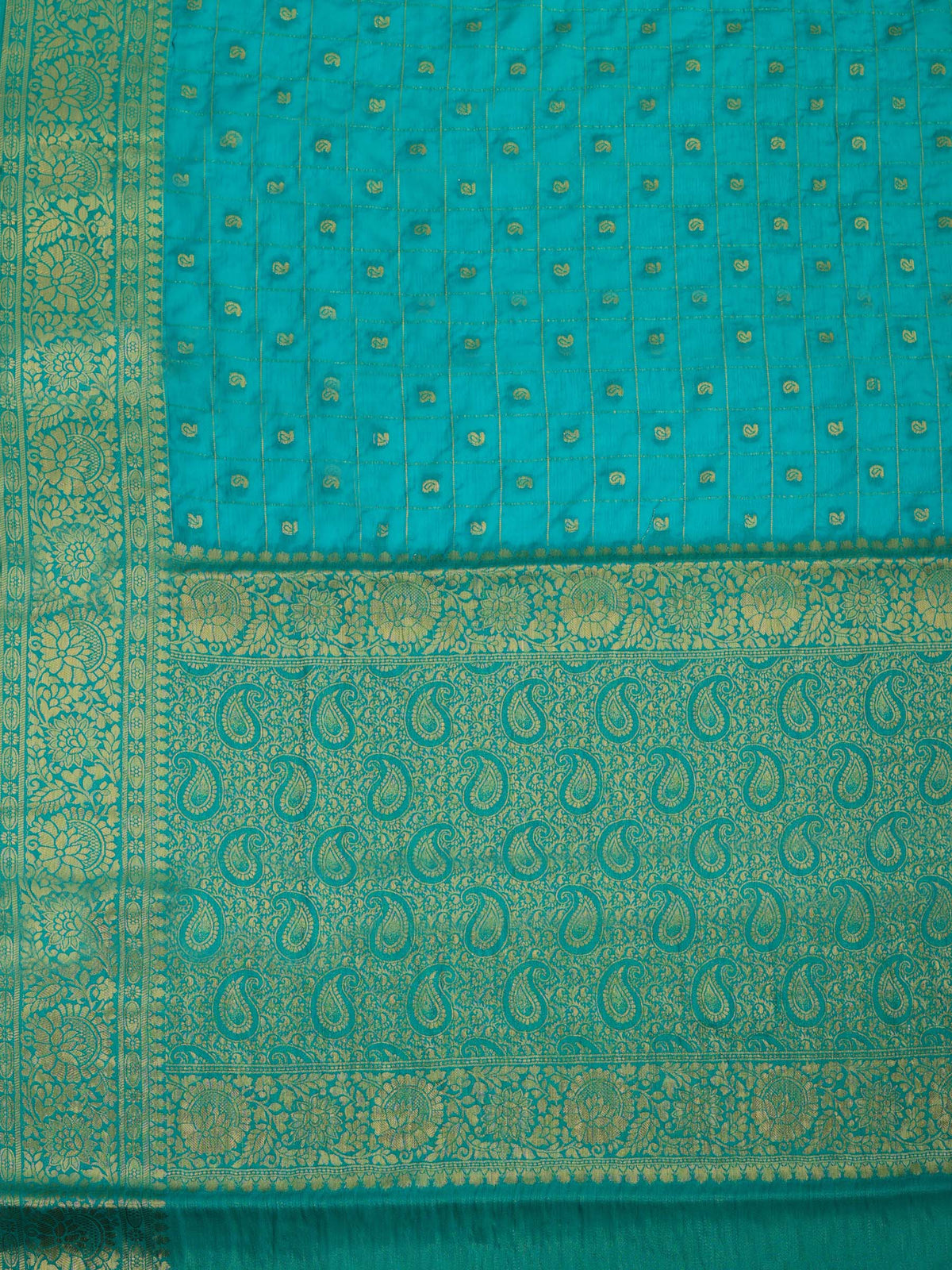 Lake Blue Zari Work Crepe Saree
