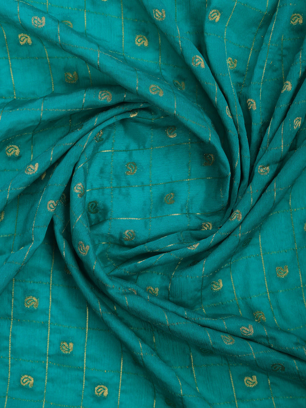Lake Blue Zari Work Crepe Saree