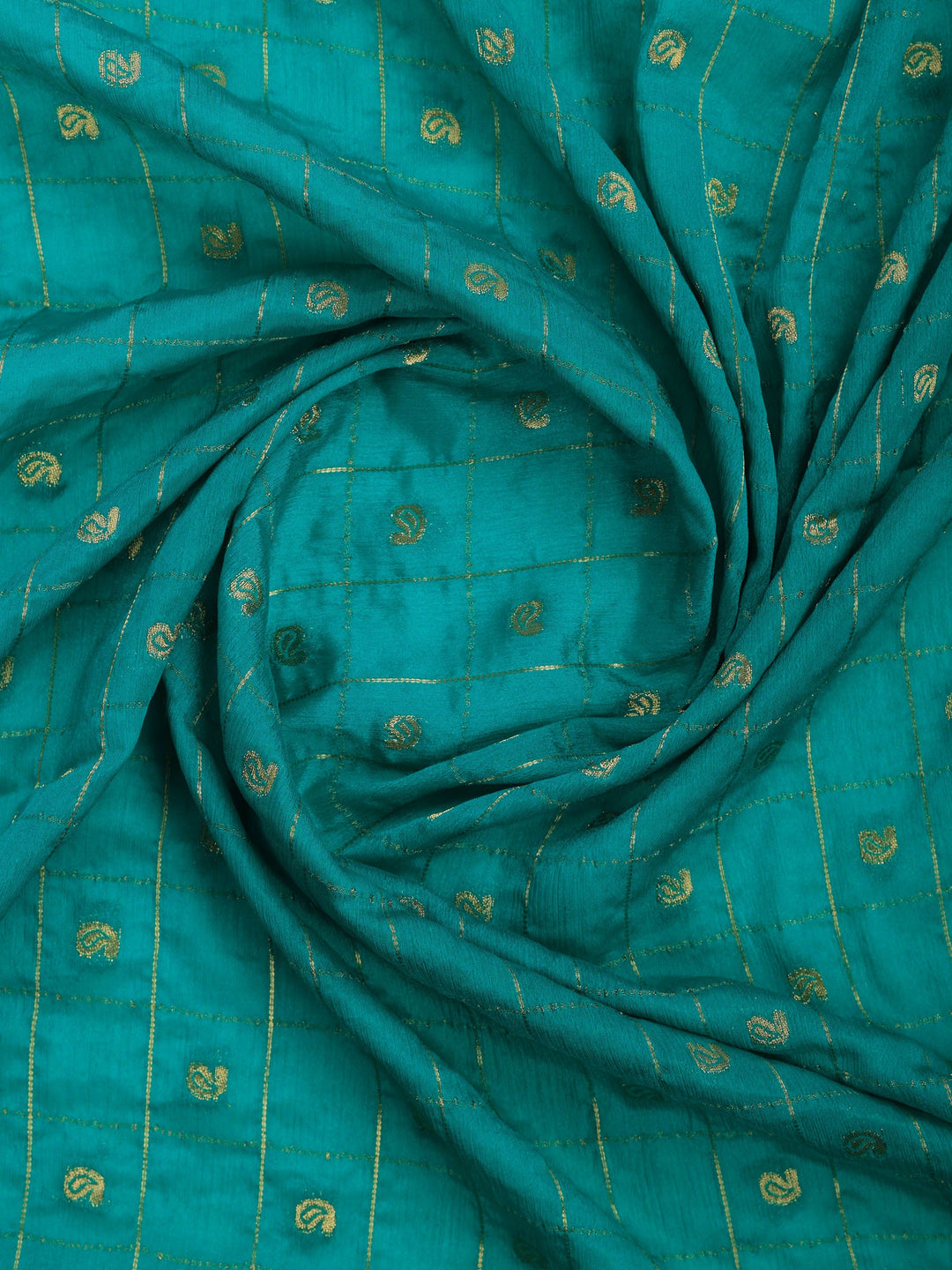 Lake Blue Zari Work Crepe Saree