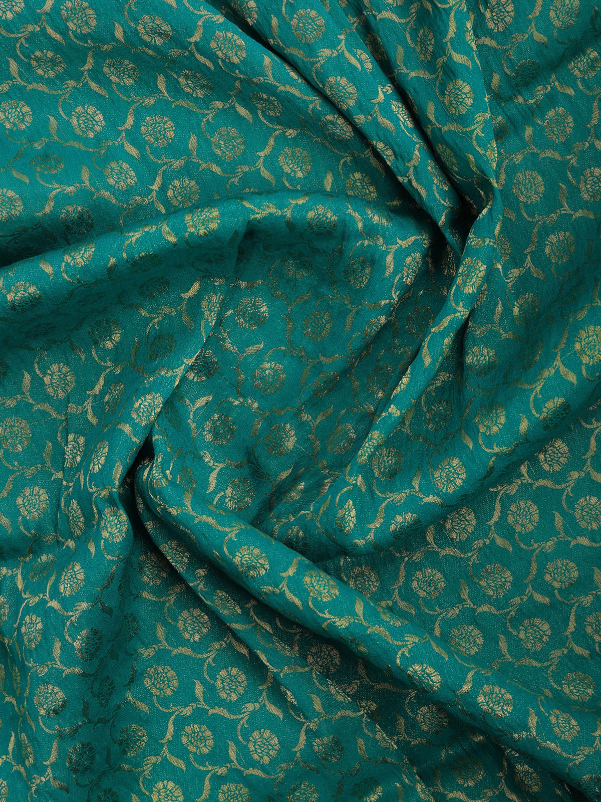 Lake Blue Zari Work Crepe Saree