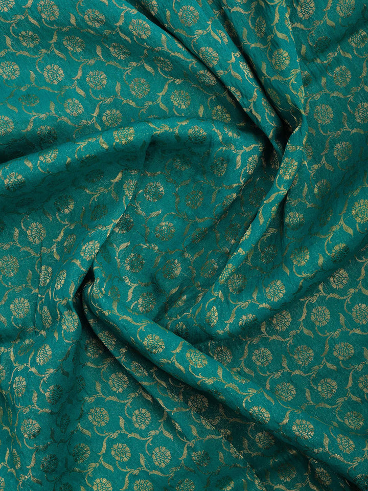 Lake Blue Zari Work Crepe Saree