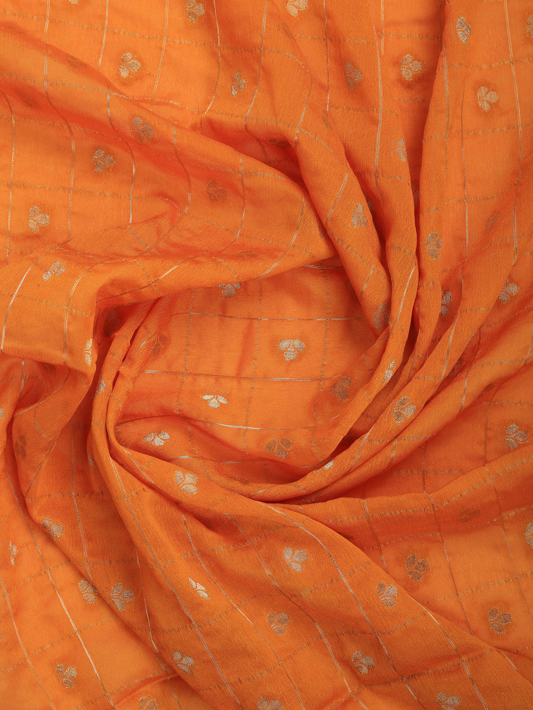 Mustard Zari Work Crepe Saree