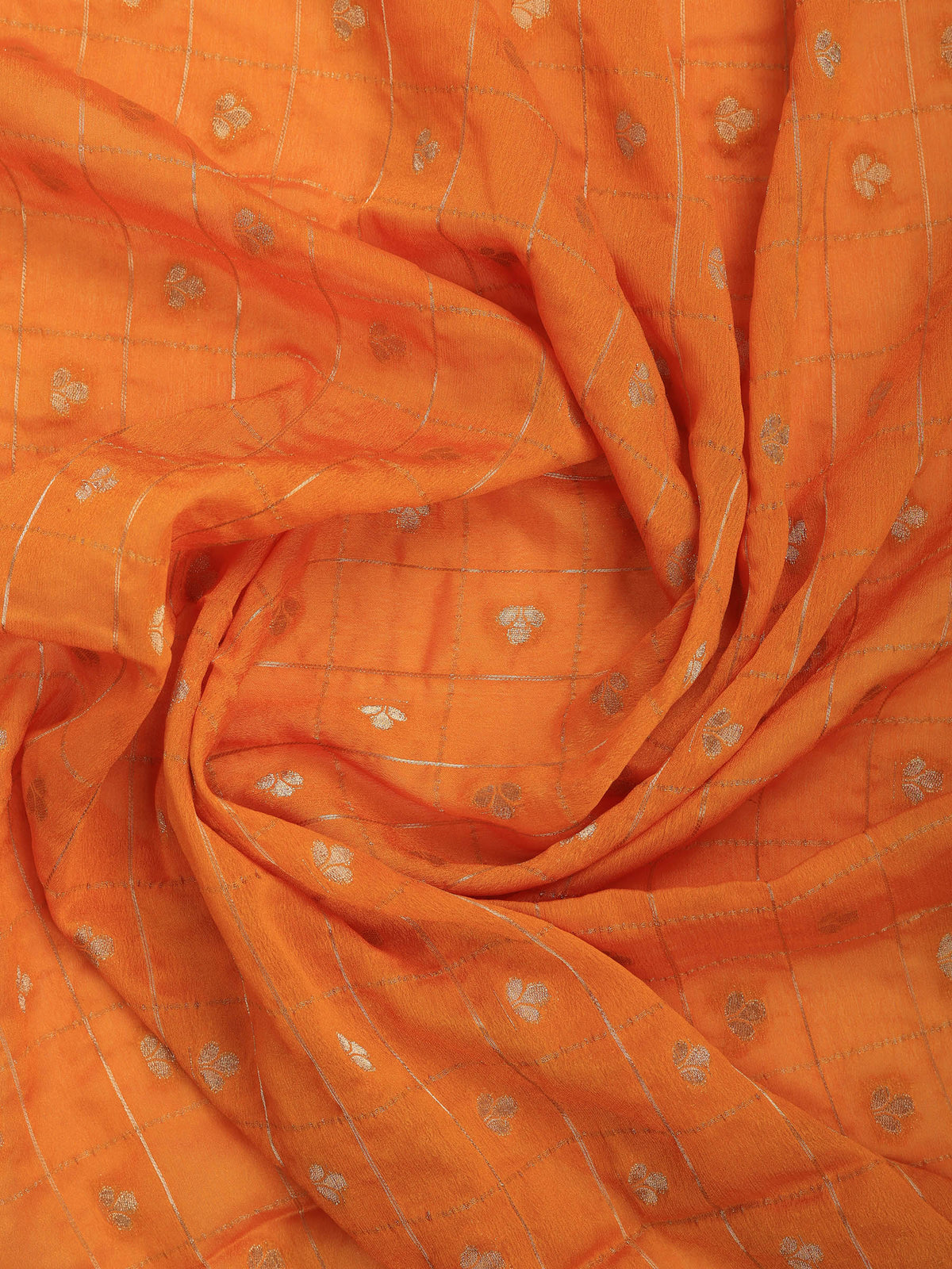 Mustard Zari Work Crepe Saree