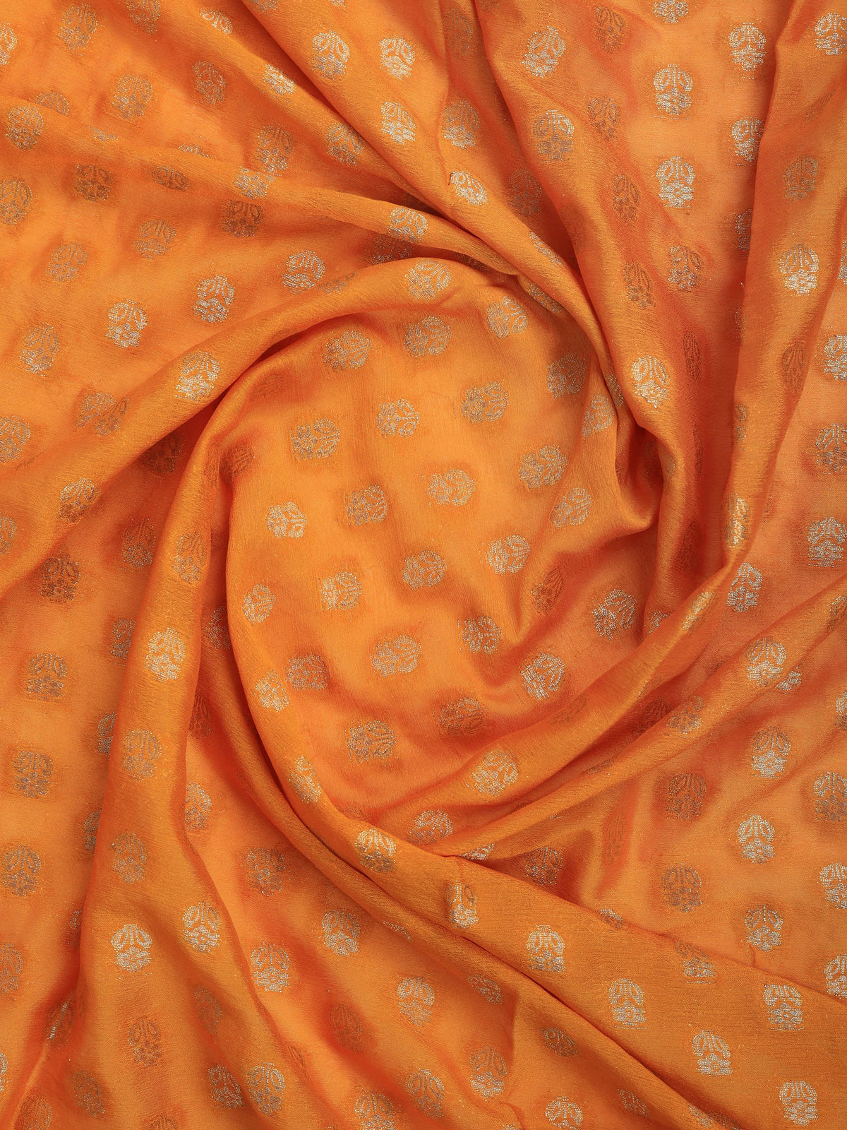 Mustard Zari Work Crepe Saree