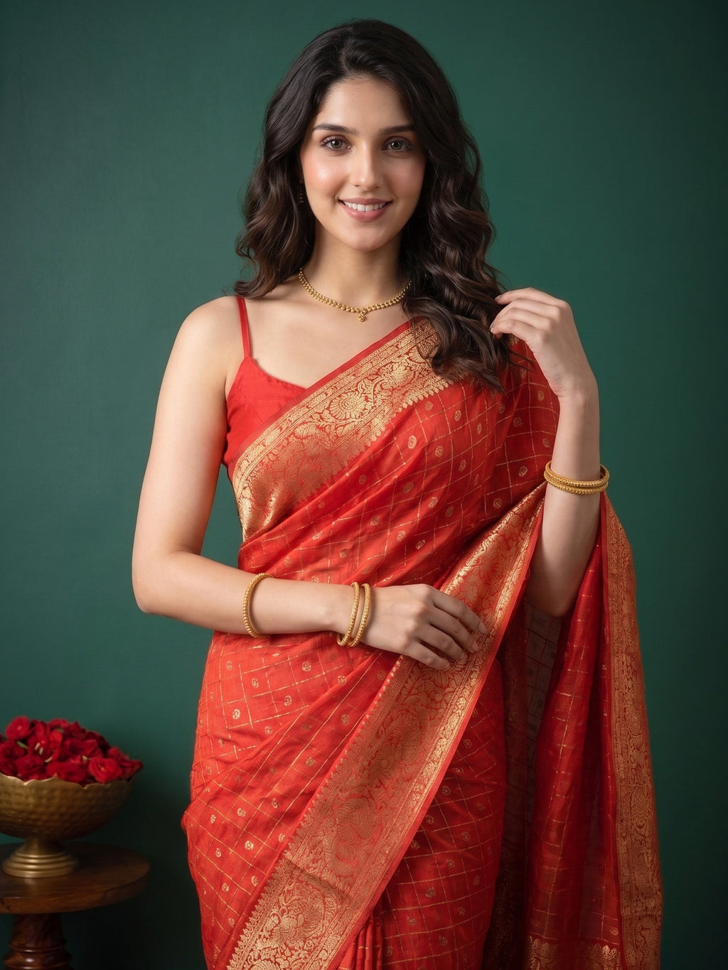 Pink Zari Work Crepe Saree
