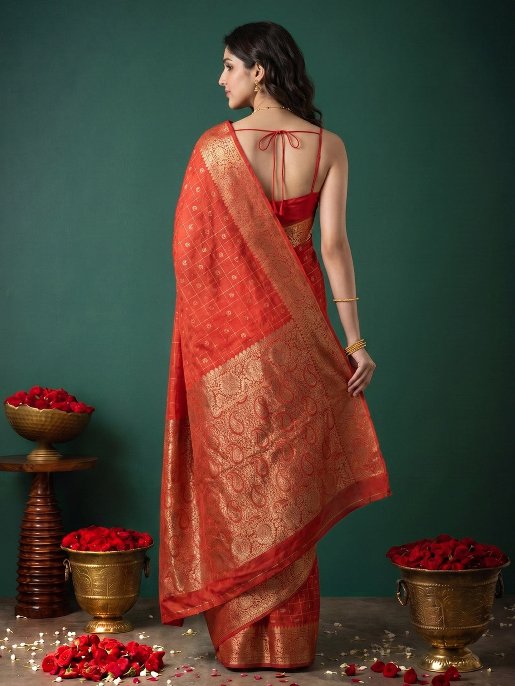Pink Zari Work Crepe Saree