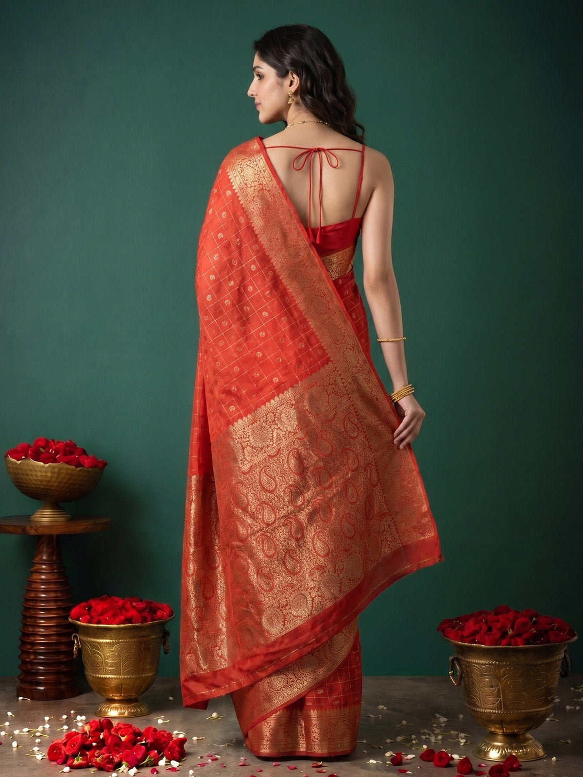 Pink Zari Work Crepe Saree