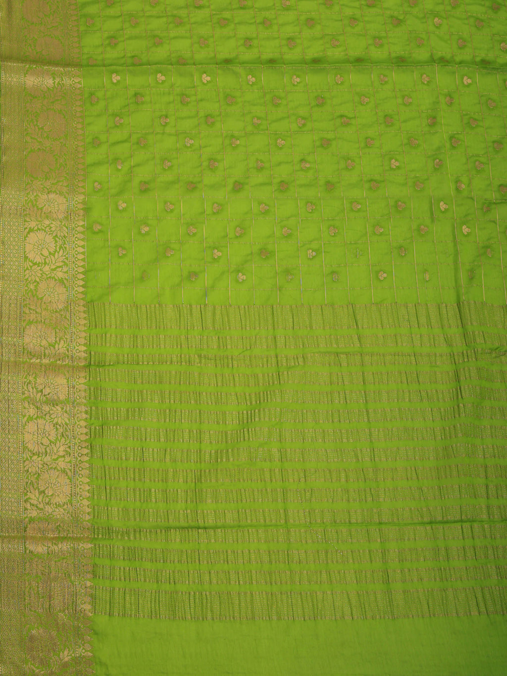 Pista Green Zari Work Crepe Saree