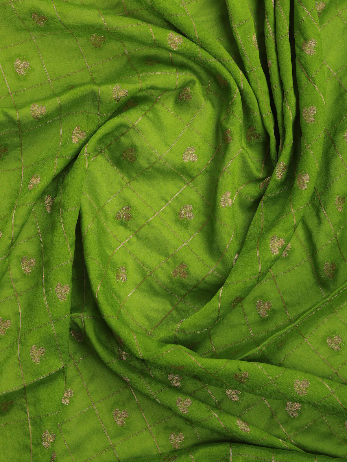 Pista Green Zari Work Crepe Saree