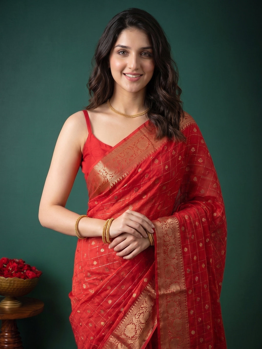 Rani Zari Work Crepe Saree