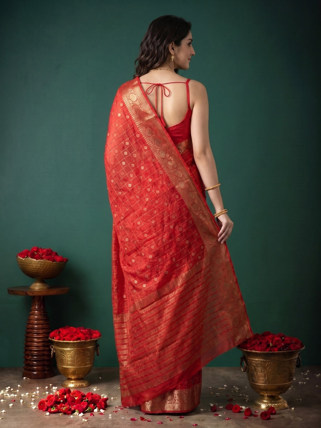 Rani Zari Work Crepe Saree
