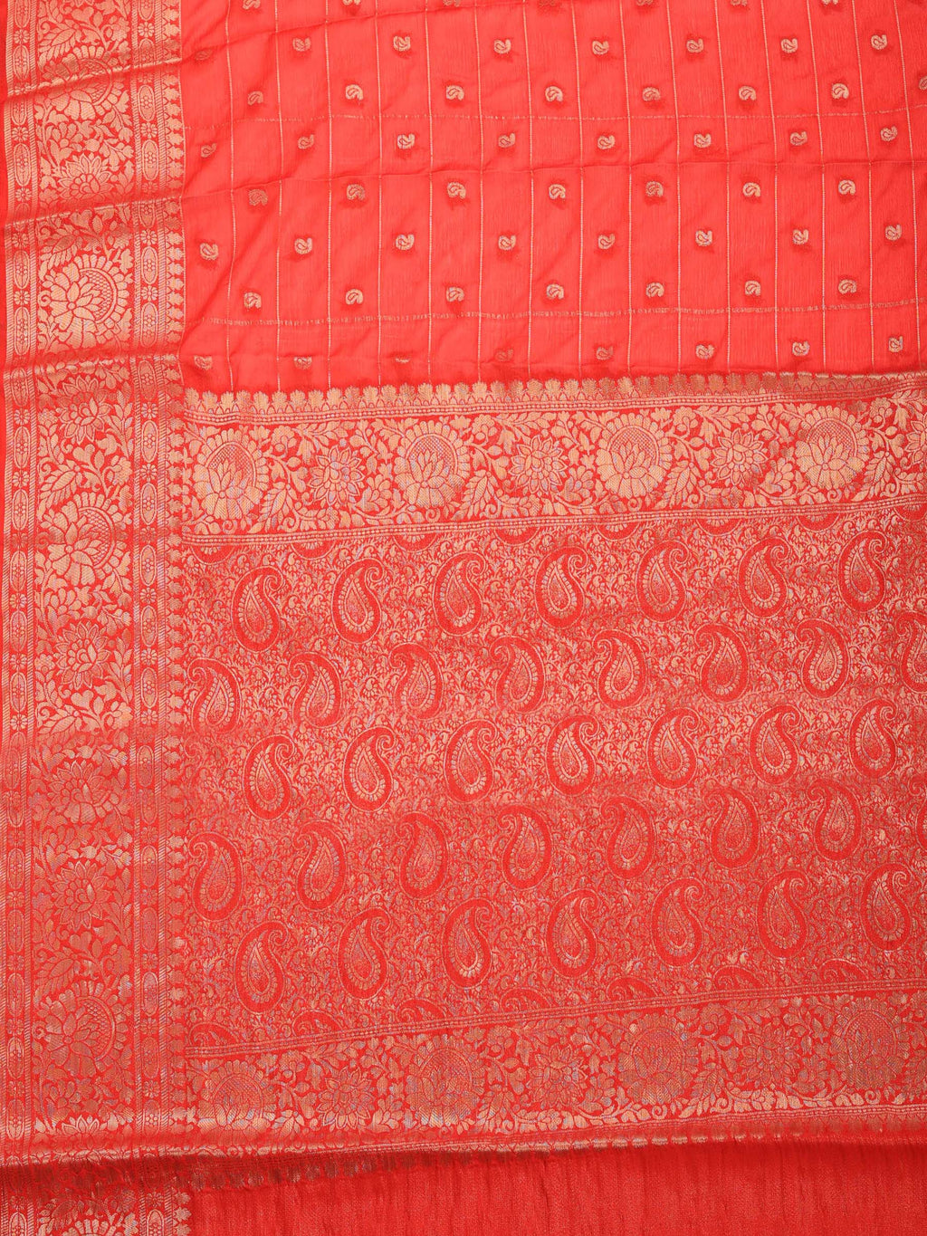 Red Zari Work Crepe Saree