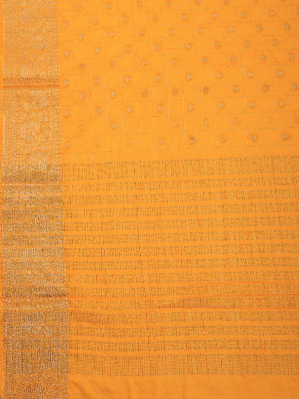 Yellow Zari Work Crepe Saree