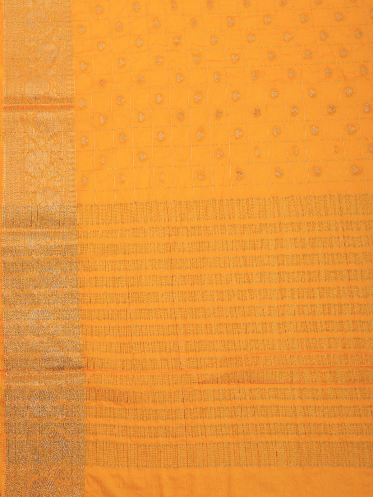Yellow Zari Work Crepe Saree