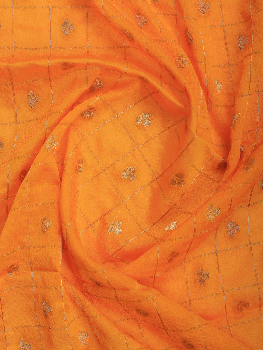 Yellow Zari Work Crepe Saree