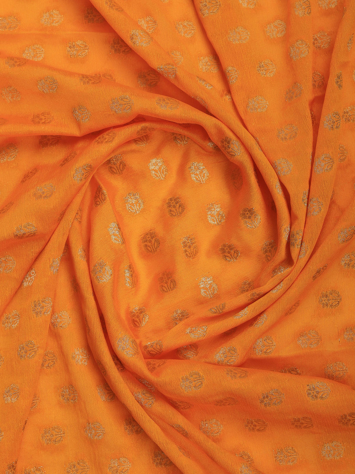 Yellow Zari Work Crepe Saree
