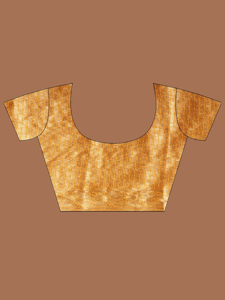 Mustard Zari Work Chiffon Saree