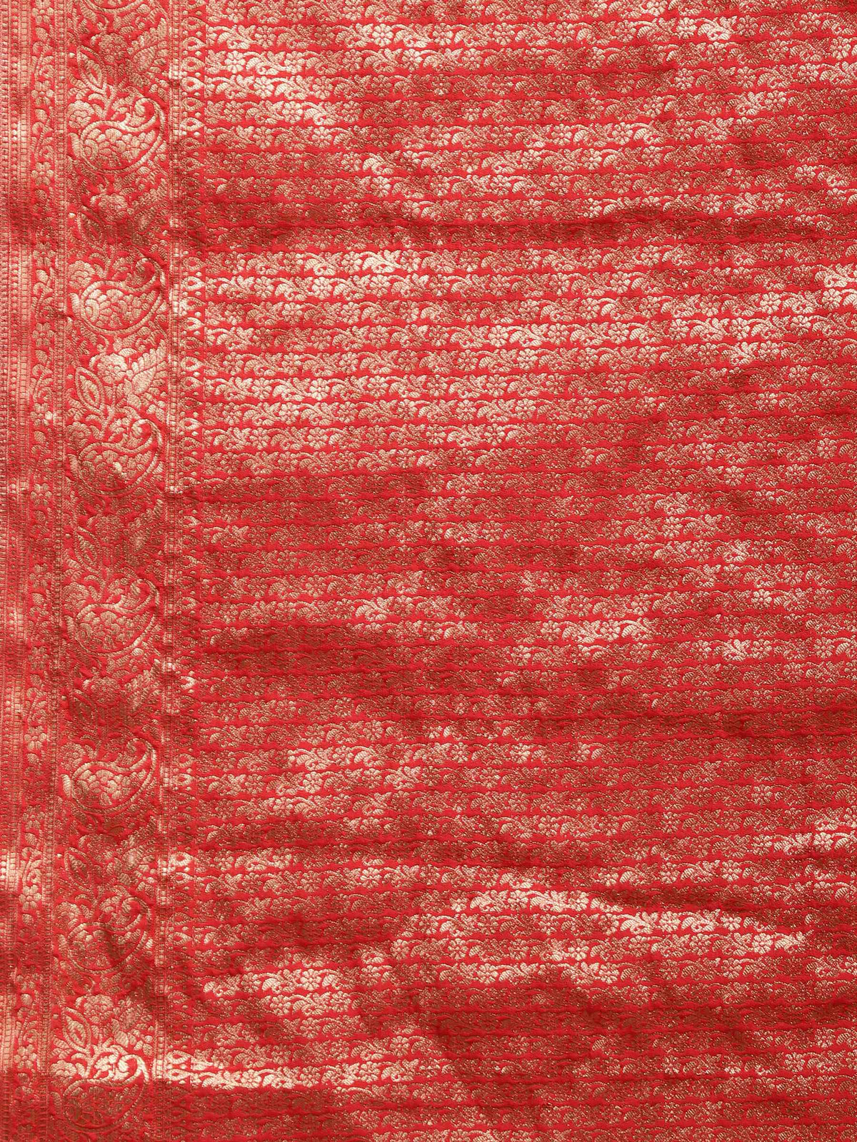 Red Zari Work Chiffon Saree