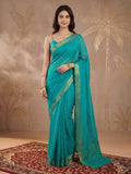 Firozee Zari Work Chiffon Saree