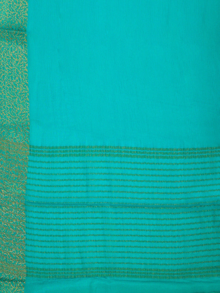 Firozee Zari Work Chiffon Saree