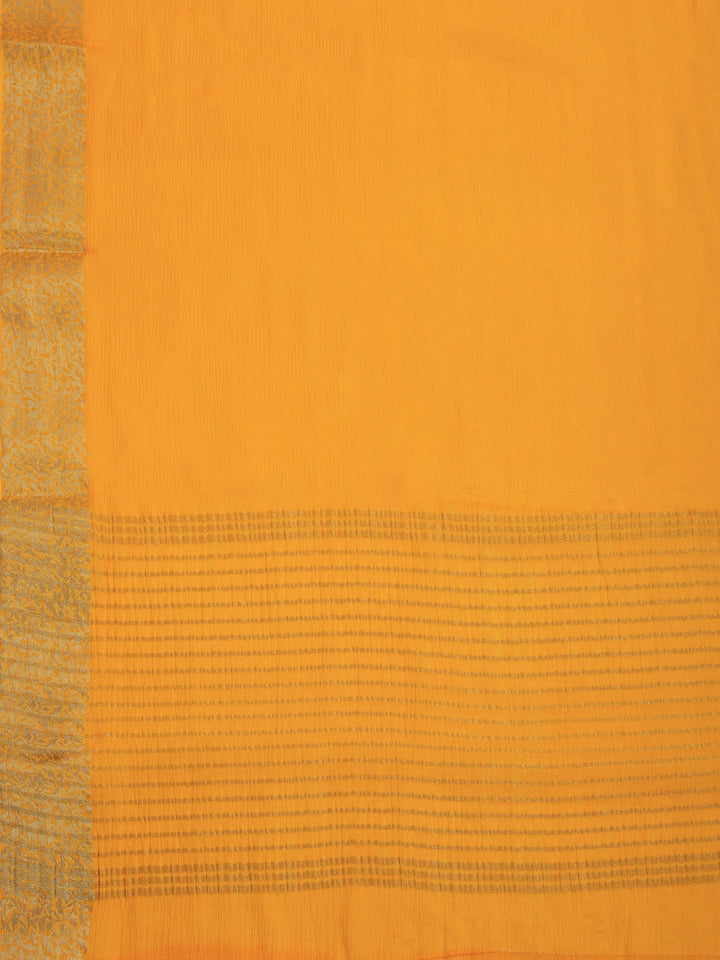 Mustard Zari Work Chiffon Saree