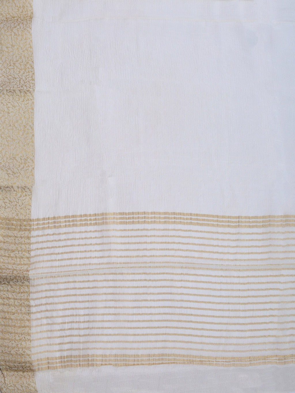 Off White Zari Work Chiffon Saree