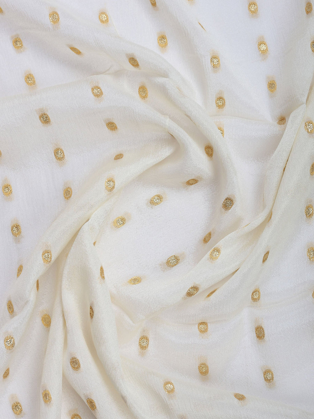 Off White Zari Work Chiffon Saree