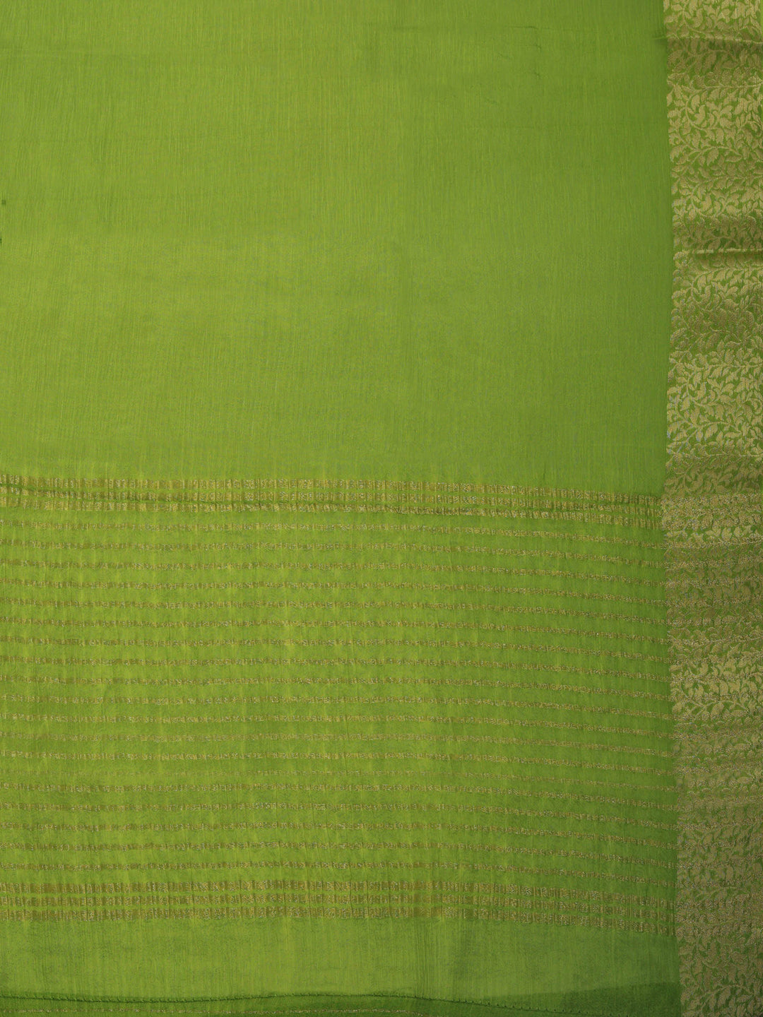 Pista Green Zari Work Chiffon Saree