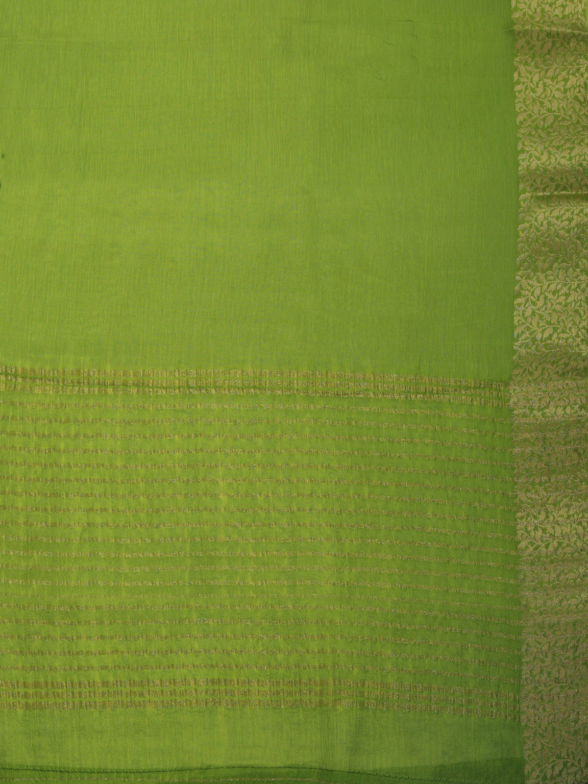 Pista Green Zari Work Chiffon Saree