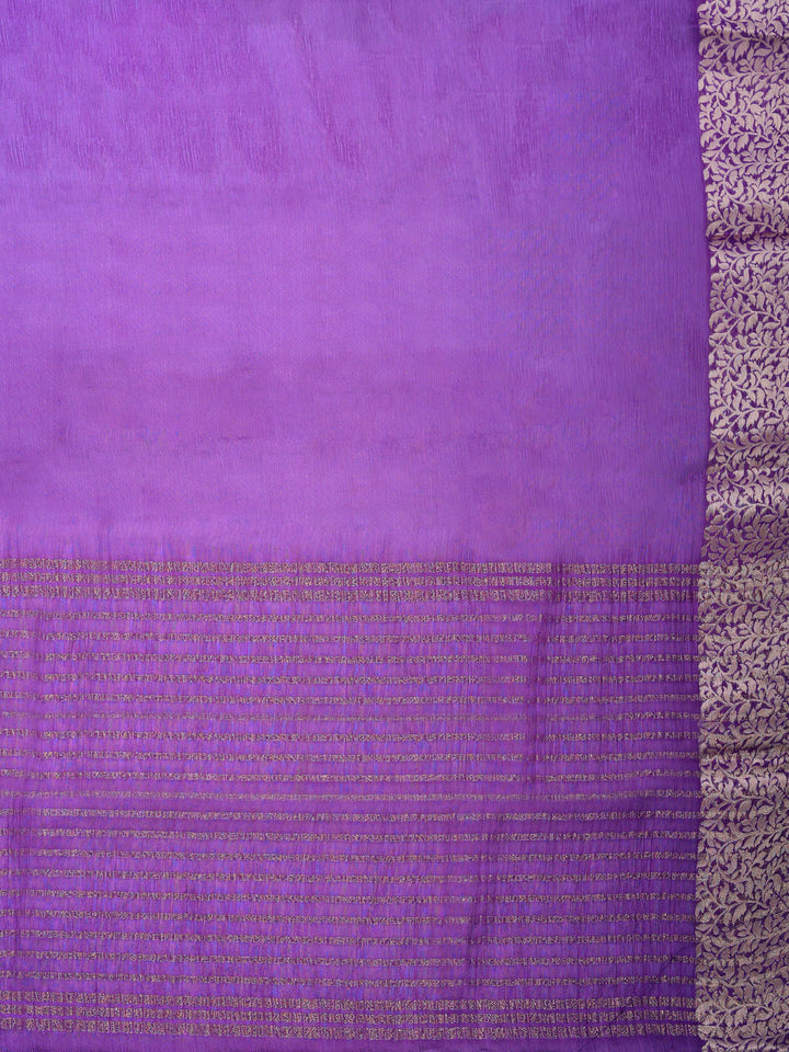 Purple Zari Work Chiffon Saree
