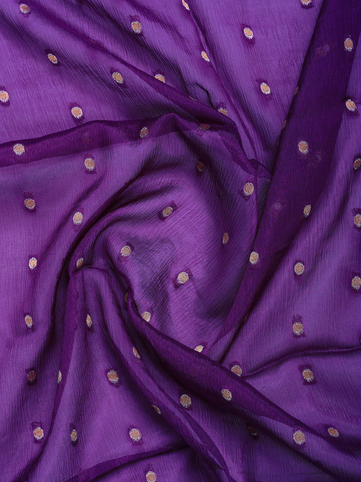 Purple Zari Work Chiffon Saree