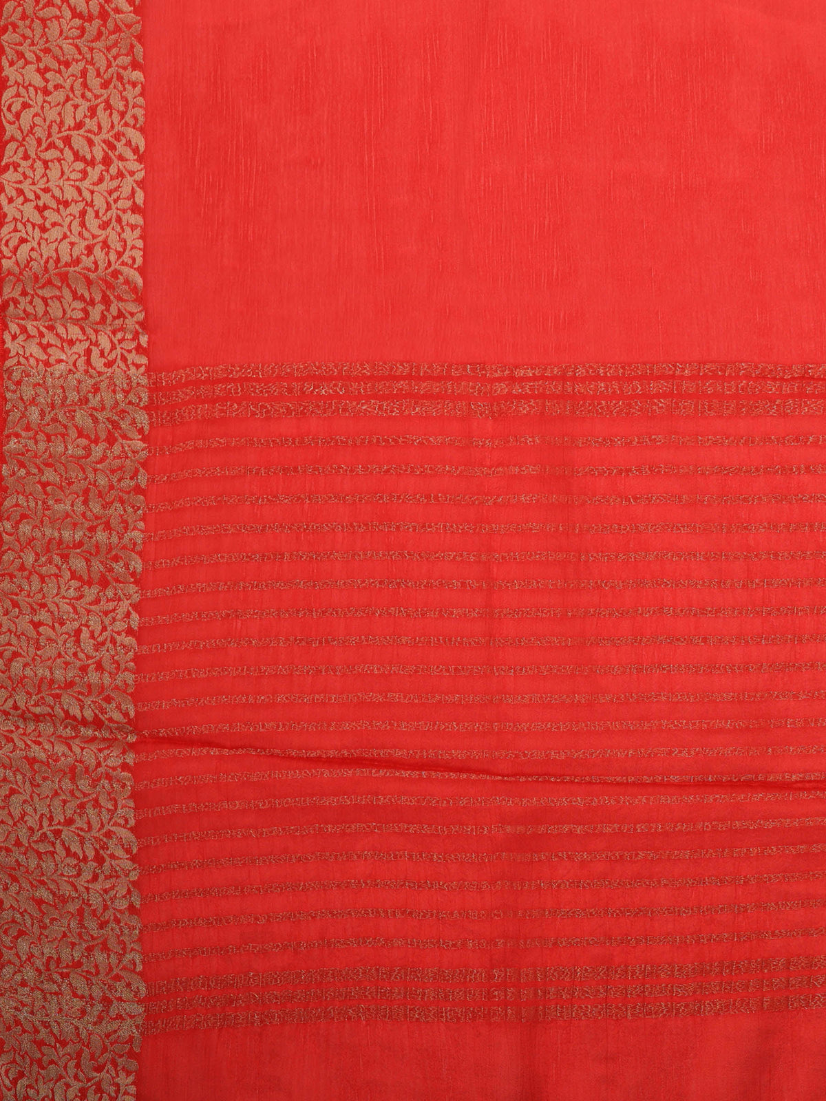 Red Zari Work Chiffon Saree