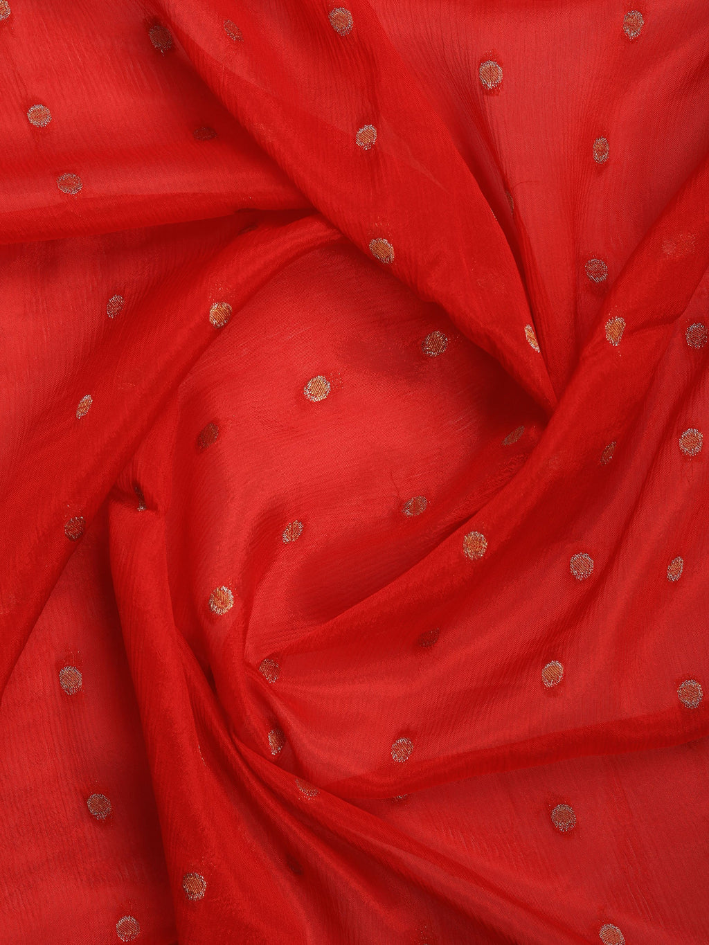 Red Zari Work Chiffon Saree
