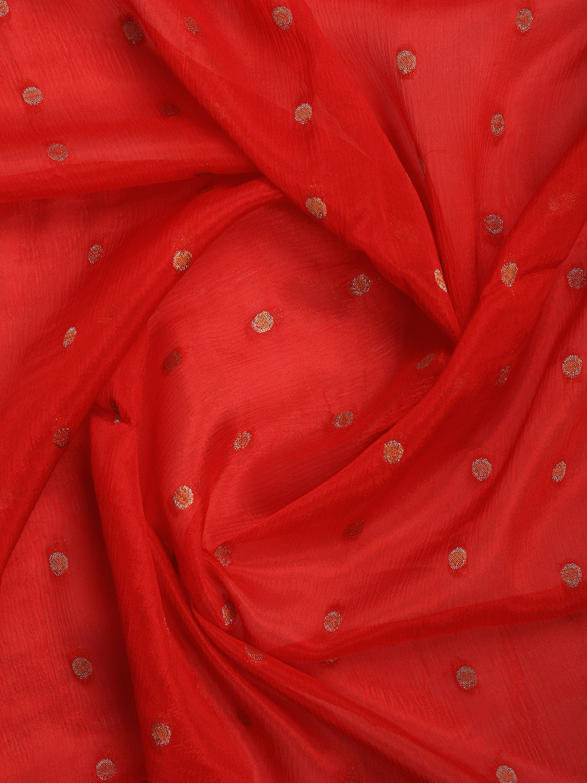 Red Zari Work Chiffon Saree